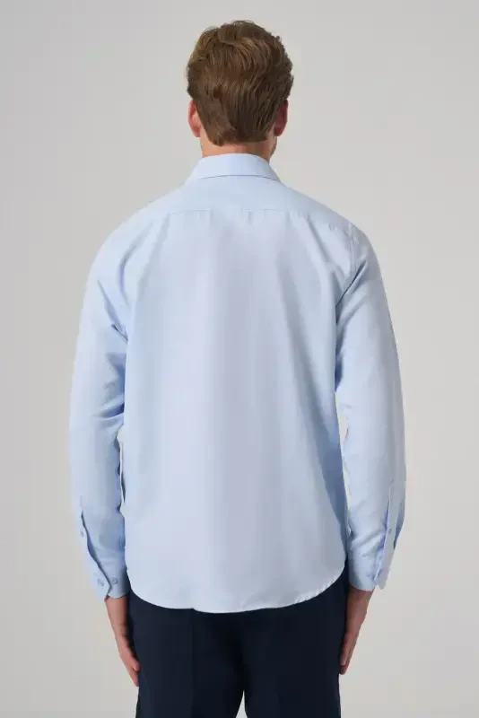 Modazone Erkak A. KO'K Trend Dynamic Fit Qattiq Yoqali Ko'ylak - 5