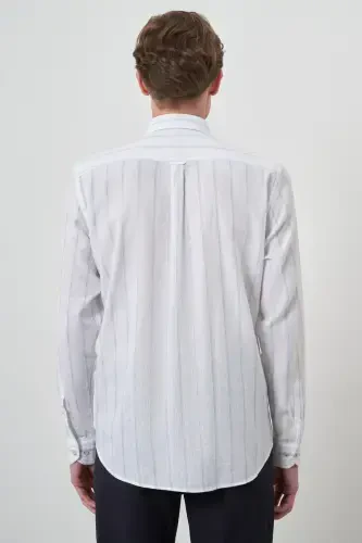 Modazone Erkak A. KO'K Zig'ir Dynamic Fit Tugmali Yoqali Ko'ylak - 5