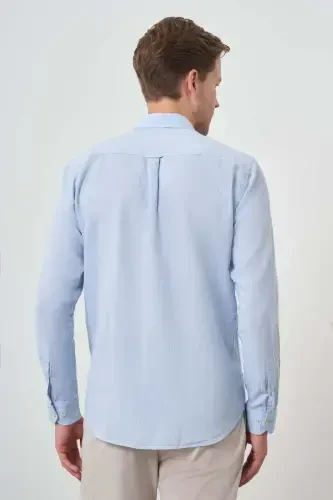 Modazone Erkak A. KO'K Zig'ir Trend Dynamic Fit Tugmali Yoqali Ko'ylak - 5