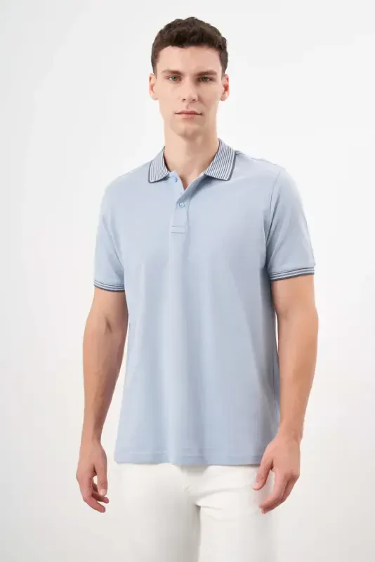 Modazone Erkak A. MAVİ Trend Polo Yoqa Dynamic Fit T-Shirt - 1