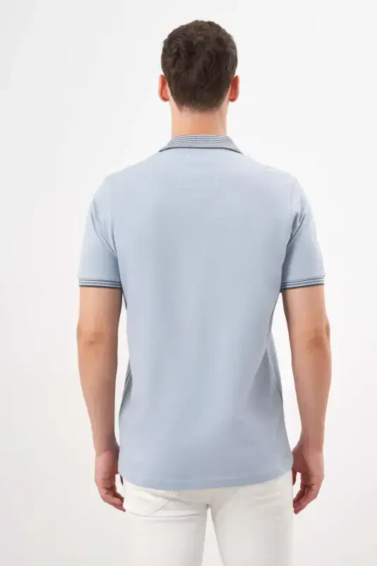 Modazone Erkak A. MAVİ Trend Polo Yoqa Dynamic Fit T-Shirt - 5