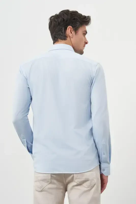 Modazone Erkak A. MAVİ Trend Slim Fit İtalyan Yoqali Ko'ylak - 5