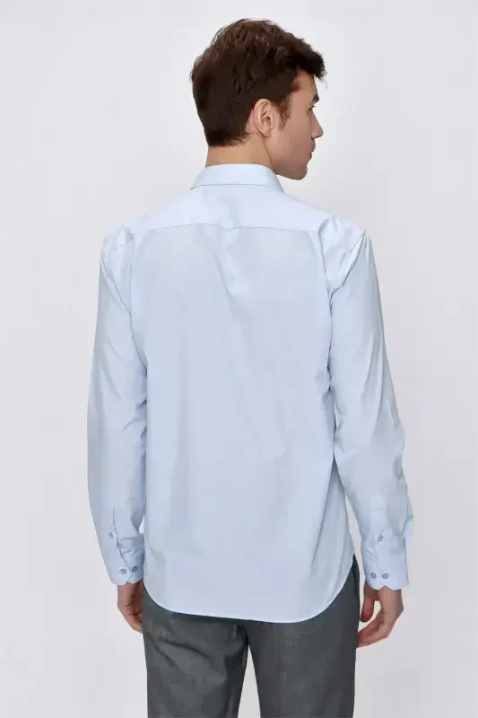 Modazone Erkak A. MAVIY Basic Slim Fit Tor Kesimli Ko'ylak - 7