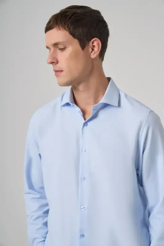 Modazone Erkak A. MAVIY Polyester Trend Naqshli Dynamic Fit Italyan Yoqali Ko'ylak - 3