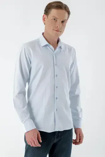 Modazone Erkak A. MAVIY Trend Bosma Naqshli İtaliya Yoqali Slim Fit Ko'ylak - 1