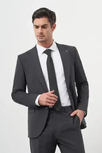 Modazone Erkak Antrasit Yün Slim Fit Mono Yoqa Takim Elbise 