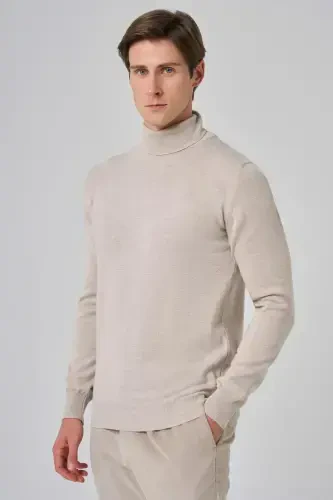 Modazone Erkak Bej Basic Baliqchi Yoqa Dynamic Fit Qulay Kesim Triko - 1