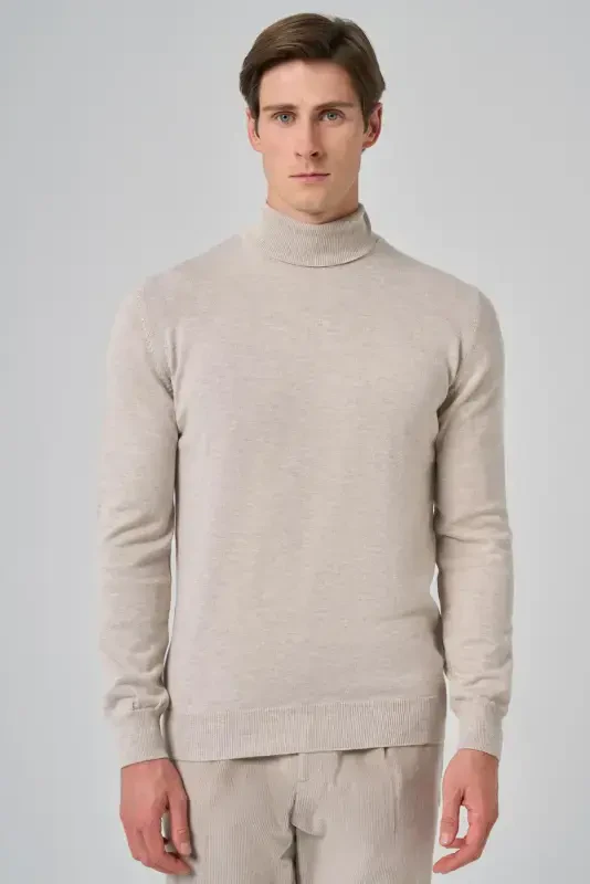 Modazone Erkak Bej Basic Baliqchi Yoqa Dynamic Fit Qulay Kesim Triko - 2