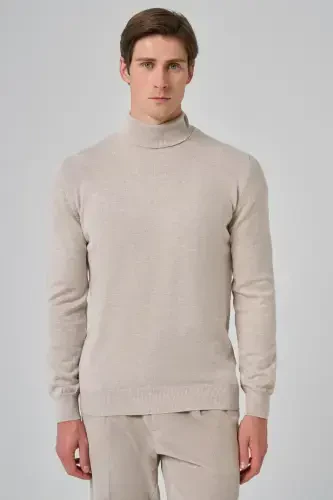 Modazone Erkak Bej Basic Baliqchi Yoqa Dynamic Fit Qulay Kesim Triko - 3