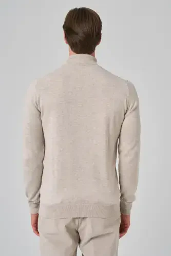 Modazone Erkak Bej Basic Baliqchi Yoqa Dynamic Fit Qulay Kesim Triko - 5