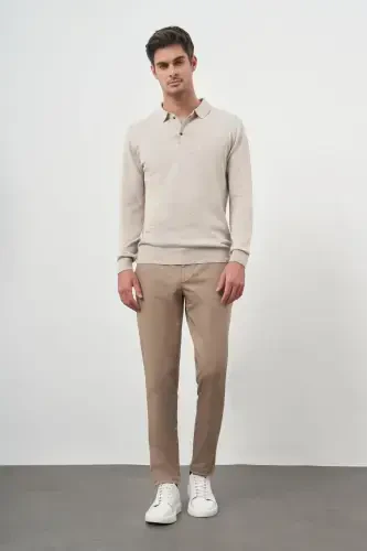 Modazone Erkak Bej Basic Polo Yoqali Dynamic Fit Qulay Kesim Triko - 4