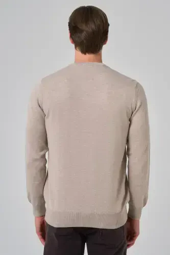 Modazone Erkak Bej Basic Velosiped Yoqali Dynamic Fit Qulay Kesimli Triko - 5