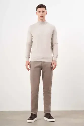 Modazone Erkak Bej Basic Yarim Balikchi Yaka Dynamic Fit Qulay Kesimli Triko - 4