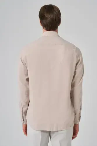 Modazone Erkak Bej Dynamic Fit Tugmali Yoqa Modal Ko'ylak - 5