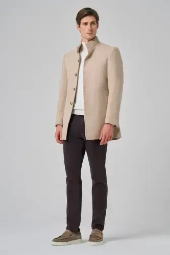 Modazone Erkak Bej Junli Dynamic Fit Hokim Yoqa Kaban - 2