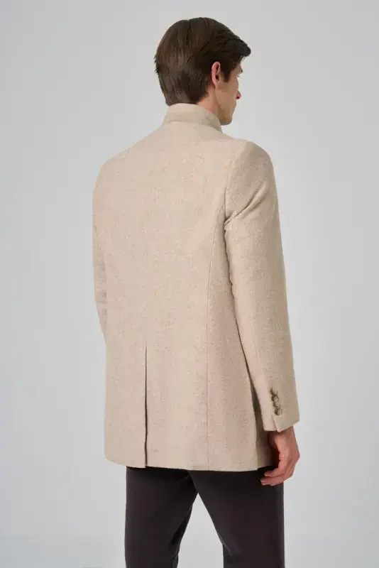 Modazone Erkak Bej Junli Dynamic Fit Hokim Yoqa Kaban - 5