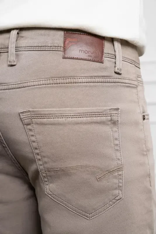 Modazone Erkak Bej Mavsumiy Paxta 5 Cho'ntak Dynamic Fit Jean Shim - 4