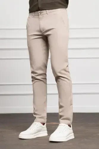 Modazone Erkak Bej Slim Fit Tor Qisqartirilgan Chino Shim - MORVEN (1)