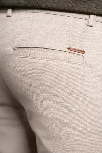 Modazone Erkak Bej Slim Fit Tor Qisqartirilgan Chino Shim - 4