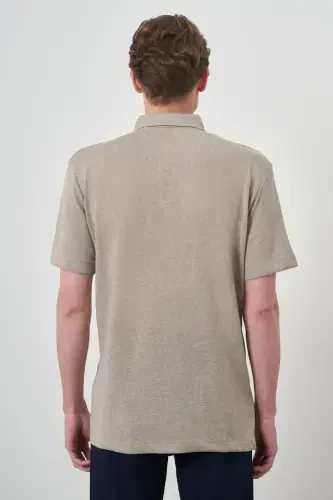 Modazone Erkak Bej Trend Apachi Yoqali Qisqa Yengli Ko'ylak - 5