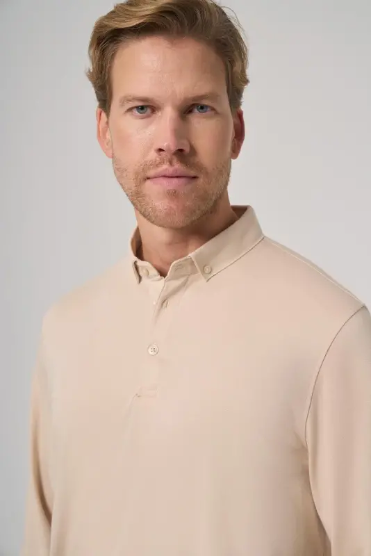 Modazone Erkak Bej Trend Polo Yoqa Rayon Sviter - 3