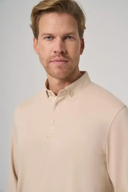 Modazone Erkak Bej Trend Polo Yoqa Rayon Sviter - 3