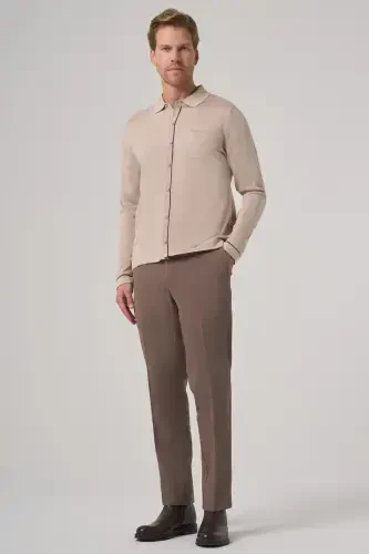 Modazone Erkak Bej Trend Polo Yoqali Ko'ylak Triko - 4