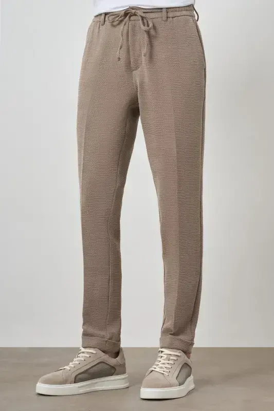 Modazone Erkak Bej Trend Slim Fit İpli Jogger Shim - MORVEN