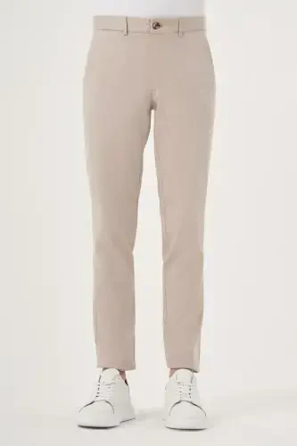 Modazone Erkak Bej Yozgi Paxta Yon Cho'ntak Slim Fit Chino Shim 