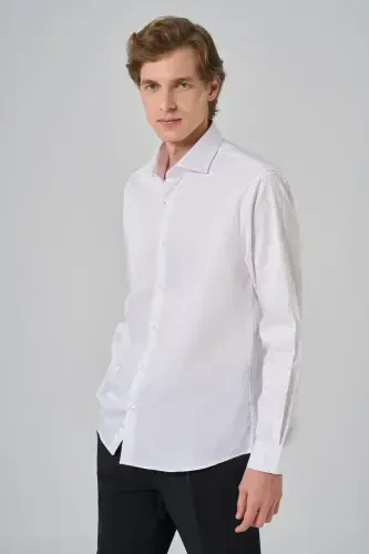 Modazone Erkak Beyaz Paxta Trend Dynamic Fit Italyan Yoqali Ko'ylak - 3