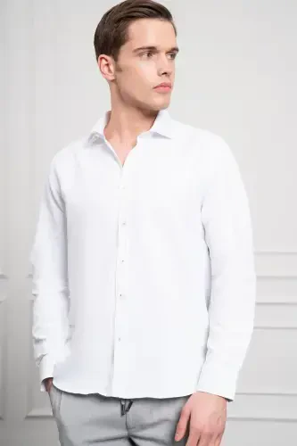 Modazone Erkak Beyaz Trend İtalyan Yoqa Slim Fit Tor Kesim Ko'ylak - 4