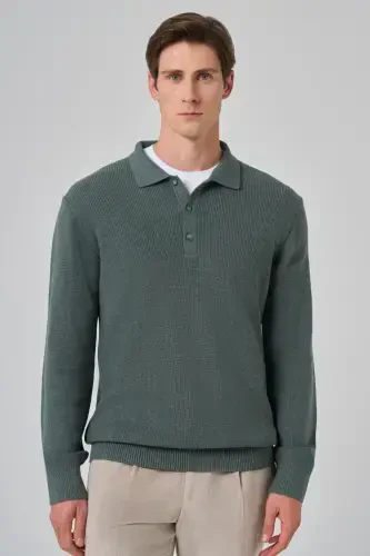 Modazone Erkak Chayla yashili trend polo yoqa dinamik fit qulay kesimli triko - 3