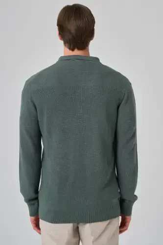 Modazone Erkak Chayla yashili trend polo yoqa dinamik fit qulay kesimli triko - 5