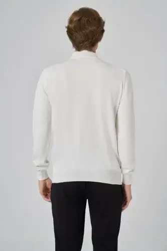Modazone Erkak Ekru Basic Yarim Balikchi Yaka Dynamic Fit Qulay Kesimli Triko - 5
