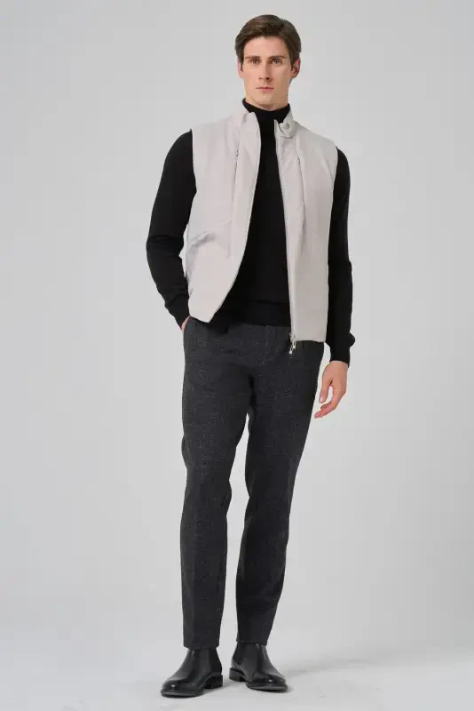 Modazone Erkak Ekru Poliamid Sport Yopiq Cho'ntak Fermuarli Nimcha - 6