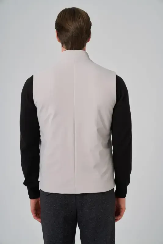 Modazone Erkak Ekru Poliamid Sport Yopiq Cho'ntak Fermuarli Nimcha - 7