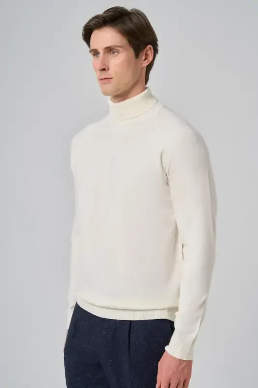 Modazone Erkak Ekru Trend Core Spun Baliqchi Yoqa Dynamic Fit Qulay Kesim Triko - 2