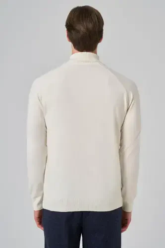 Modazone Erkak Ekru Trend Core Spun Baliqchi Yoqa Dynamic Fit Qulay Kesim Triko - 5