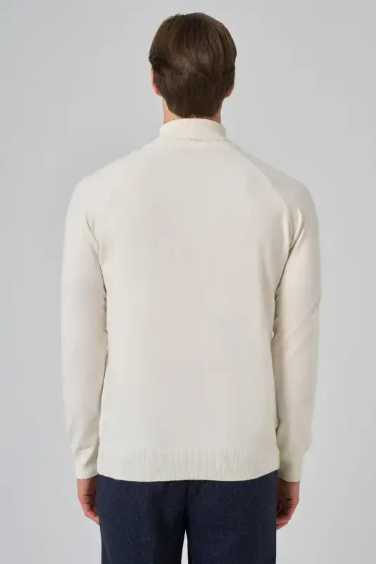 Modazone Erkak Ekru Trend Core Spun Baliqchi Yoqa Dynamic Fit Qulay Kesim Triko - 5