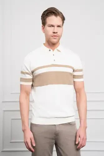 Modazone Erkak Ekru Trend Dynamic Fit Qulay Kesimli Polo Yoqali Futbolka 
