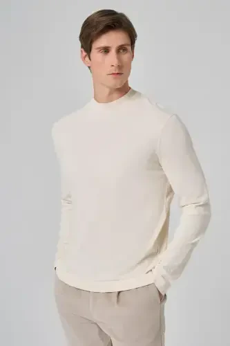 Modazone Erkak Ekru Trend Velosiped Yoqali Rayon Triko - 2