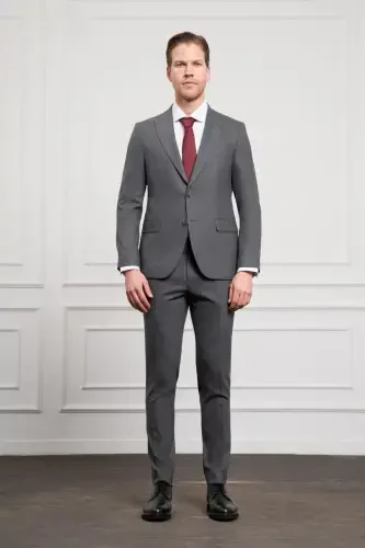 Modazone Erkak Fume Trend Slim Fit Tor Kiyim Sivri Yoqa Kostyum - MORVEN (1)