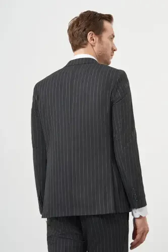 Modazone Erkak Fumo Poliviscon Trend Kruvaze Slim Fit Sivri Yaka Takim Elbise - 5