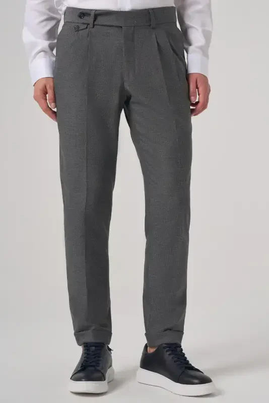 Modazone erkak fumo poliviskon trend naqshli slim fit juft buklama shim - 1