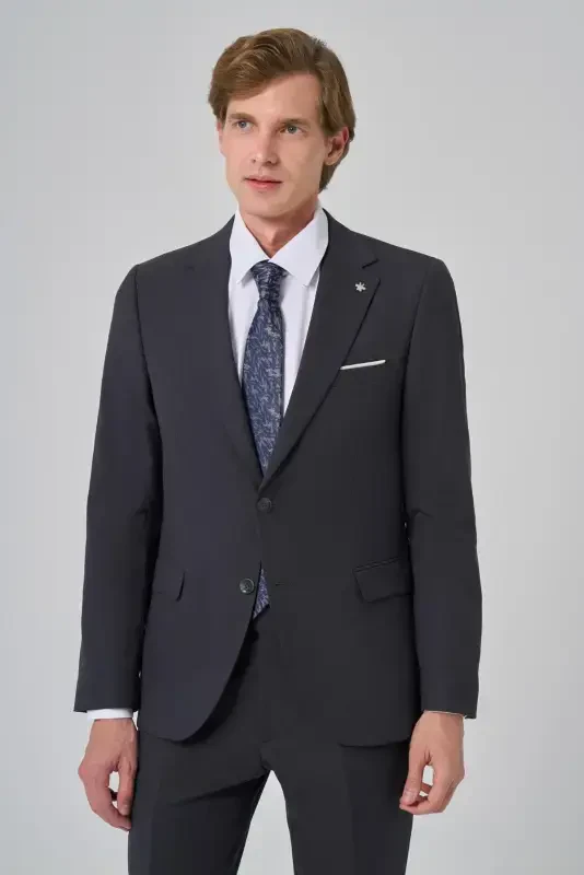 Modazone Erkak Fumo Yunli Slim Fit Mono Yoqa Takim Elbise - MORVEN