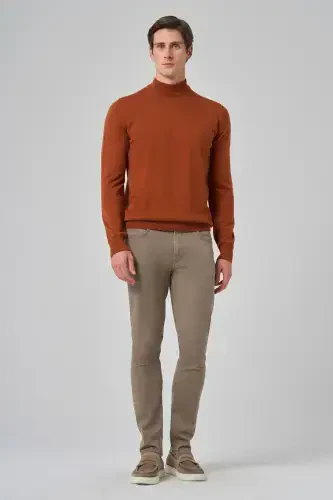 Modazone Erkak G'isht Asosiy Yarim Balıkçı Yoqa Dynamic Fit Qulay Kesim Triko - MORVEN (1)