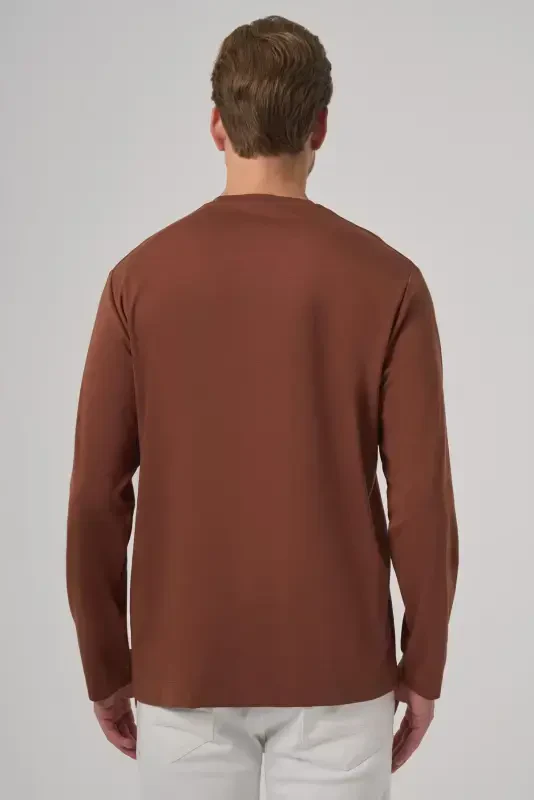 Modazone Erkak G'isht Rangi Trend Velosiped Yoqali Rayon Sviter - 5