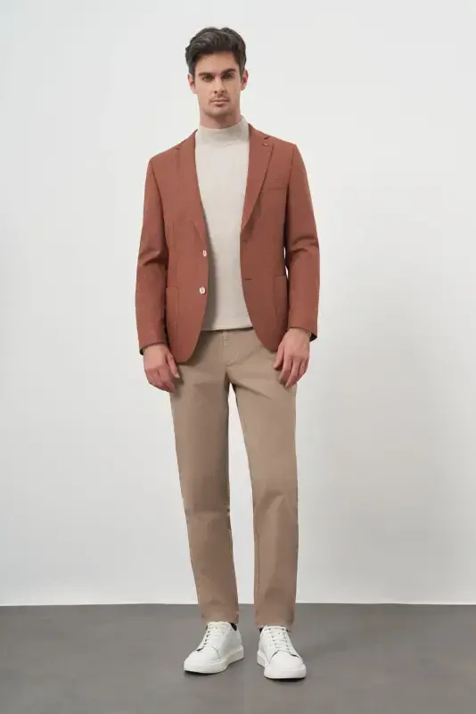 Modazone Erkak G'isht To'quv Slim Fit Mono Yoqa Kurtka - 5