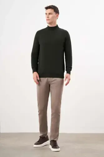 Modazone Erkak Haki Basic Yarim Baliqchi Yaka Dynamic Fit Qulay Kesim Triko - 4