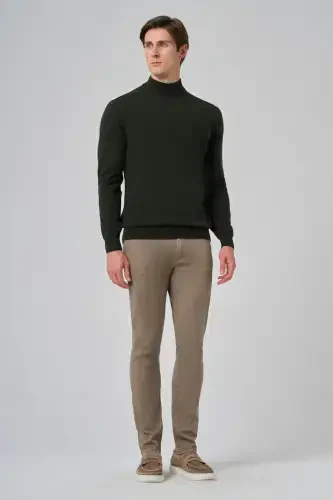 Modazone Erkak Haki Basic Yarim Baliqchi Yaka Dynamic Fit Rahat Kesim Triko - MORVEN (1)